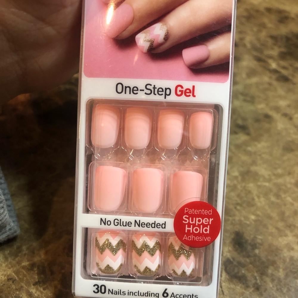 3 for $15 : NWT imPRESS Adhesive Stick-on Glue Short Nails Orange Nude Peach